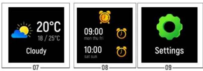 20°C 18 / 25°C Cloudy 07 09:00 mon thu fri 10:00 sat sun Settings 08 09