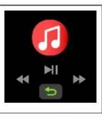 Mobile app interface with red musical note icon and green download button