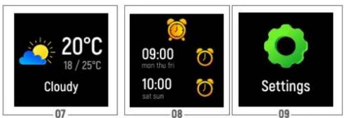 20°C 18 / 25°C Cloudy 07 08 09:00 mon the fri 10:00 sat sun Settings