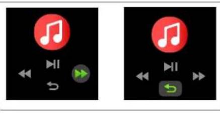 Two audio playback controls with musical notes and playback icons, one showing left-hand keys and the other showing right-hand keys.
