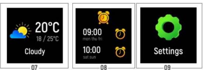 20°C 18 / 25°C Cloudy 07 08 09:00 mon thu fri 10:00 sat sun Settings