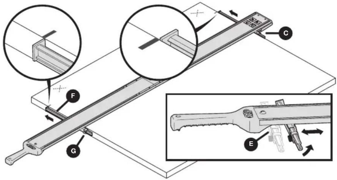 Kreg Straight Edge Guide - Positionnez le rail de guidage et les bras indicateurs de ligne de coupe - 1