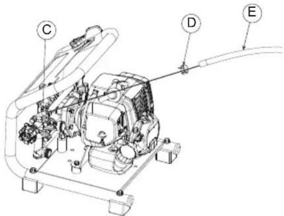HUSQVARNA 321SP - Raccordement du tuyau de renvoi - 1