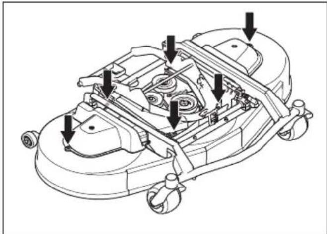 HUSQVARNA P 524X EFI - De afdekkingen van het maaidek verwijderen (R137, R137X) - 1