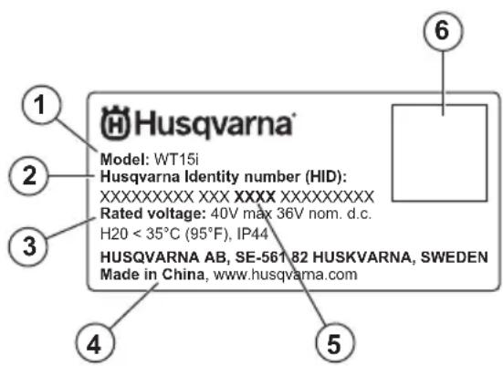 HUSQVARNA WT 15i - Placa de identificación - 1