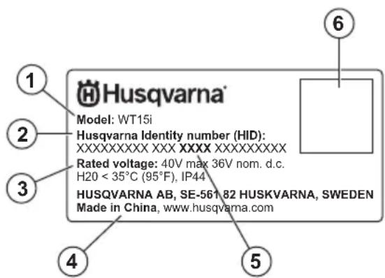 HUSQVARNA WT 15i - Type plate - 1
