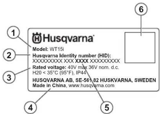 HUSQVARNA WT 15i - Etiqueta de tipo - 1
