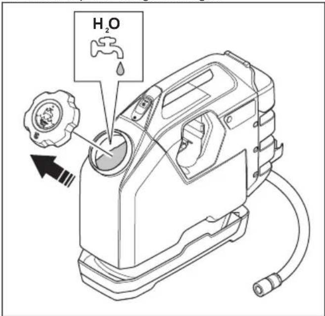 HUSQVARNA WT 15i - Llenado del depósito de agua - 2