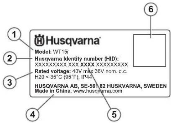 HUSQVARNA WT 15i - 铭牌 - 1