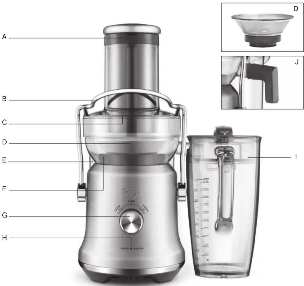 SAGE the Nutri Juicer Cold Plus SJE530 - Components - 1