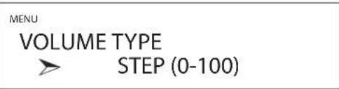 MENU VOLUME TYPE STEP (0-100)