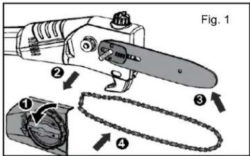 Scotts LPS40820S - INSTALLING/REPLACING THE GUIDE BAR AND CHAIN - 1