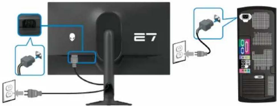 ALIENWARE AW2724DM - REMARQUE : Connectez l'extrémité USB-C du câble à l'ordinateur. Connexion des câbles HDMI et USB (en option) - 2
