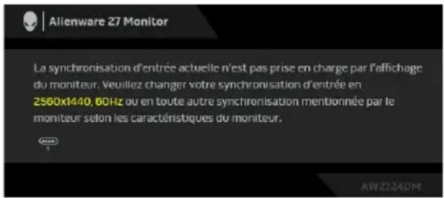 ALIENWARE AW2724DM - Messages d'avertissement OSD - 1
