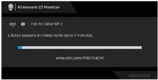 ALIENWARE AW2724DM - REMARQUE : Le message peut être légèrement différent en fonction du signal d'entrée connecté. - 1