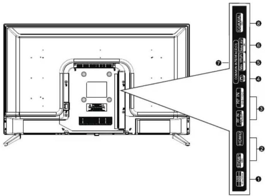 AYA A32HD0222B - Connexions des ports du téléviseur - 1