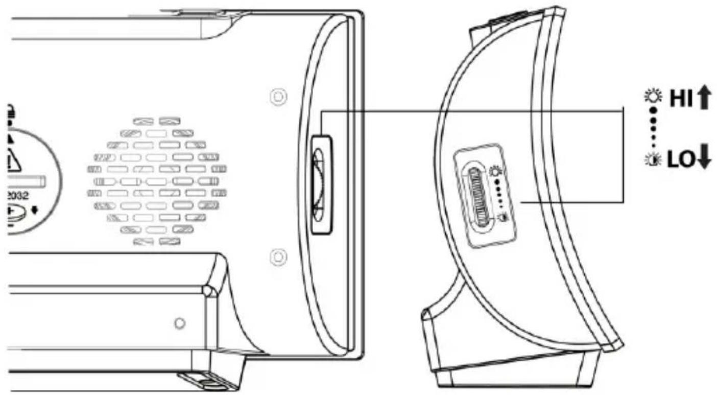 TECHNOLINE WT 494 - TO ADJUST THE LO-DIM BRIGHTNESS OF THE TIME DISPLAY AND THE MOOD LIGHT - 1