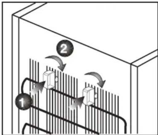 Diagram showing fluid flow through a container with labeled components and directional arrows indicating flow direction.