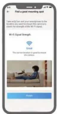 Find a post mounting spot Take only Can and your smartphone to the location you want to mount the camera to check the strength of the Wi-Fi signals. Wi-Fi Signal Strength. Great The current location is good to mount the camera. Help