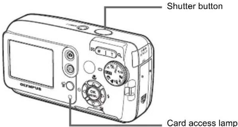 Shutter button Olympus OK MENI Card access lamp