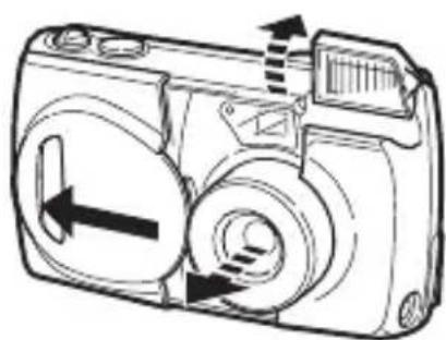 OLYMPUS Camedia D550 Zoom - Einschalten: Den Objektivschutzschieber vollständig offen. - 1