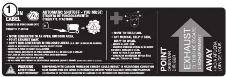 1 ON LABEL AUTOMATIC SHUTOFF - YOU MUST: ETTIQUETA DE FUNCIONAMIENTO: ETTIQUETA D'ACTION: MOVE GENERATOR TO AN OPEN, OUTDOOR AREA. POINT EXHAUST AWAY. DOOF' RUIR GENERATOR IN ENCLOSED AREAS (L.G. MIT 18 COURSE DE GARAGE). MOVING 12 GENUATION A UN AREA ASOCIAT, EN ESTABLICUS. RETURN EL TURNO DE ESCAPE RELA ADRIANA. NO ACTION O GENUATION DE AREAS CONSIDER (P. SAL. EN UNA CASA O GARAGE). DEPLACEN LA GENUATION SANS EN SPACE COTENION INVENT. DRAGON L'APPYMENT PAR LE VENS. IN PUE VOICE PROCESSED LA GENUATION SANS EN CORRETO FERTURA CHANGE WARNING ADVERTENSION TAMPERING WITH CARBON MONOXINE SENSOR COULD RESULT IN HAZARDOUS CONDITION: MUSE ALGEMATOIS CAN SENSOR OF MONOXIN DE CARBON FORMA CLAUDIAIS CONDUCTIVES PELVINARIAS L'INTERTATION DE CAPSION DE MONOXIN DE CARBONE FAIR INTACTUAL DES CONFORMS DAMPERATIONS MOVE TO FRESH AIR. MOVE TO MILE LINE. GET MEDICAL HELP IF SICK, DIZZY OR WEAK. VOCER ATCOLE METAL EXTRA##ER ESTRUCIO DE LA CHINA VEGET NOVALE DO SEAL. VOCER RECHES A USAN FRADE CONDUCTOR MOBINATION MEANS ETOS MALADE, ETORSI ON PAULCE POINT ORIENTAR DIRIGER EXHAUST EL TURNO DE ESCAPE L'ECHAPEMENT AWAY HACIA AFJERA LOIN DE VOUS