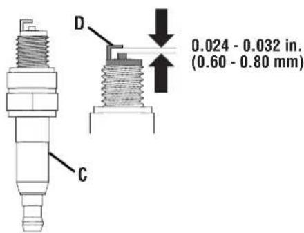 D 0.024 - 0.032 in. (0.60 - 0.80 mm) C