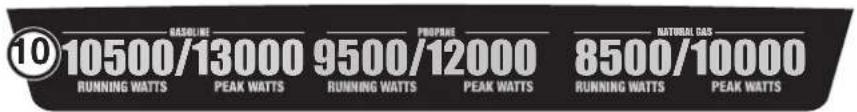 10 BASQUE 10500/13000 9500/12000 8500/10000 RUNNING WATTS PEAK WATTS RUNNING WATTS PEAK WATTS RUNNING WATTS PEAK WATTS