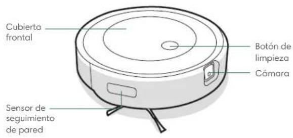 Cubierta frontal Botón de limpieza Cámara Sensor de seguimiento de pared