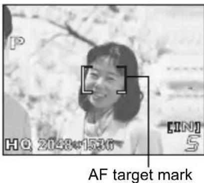 OLYMPUS Camedia D535 Zoom - Position the AF target mark on the subject you want to focus on. - 1