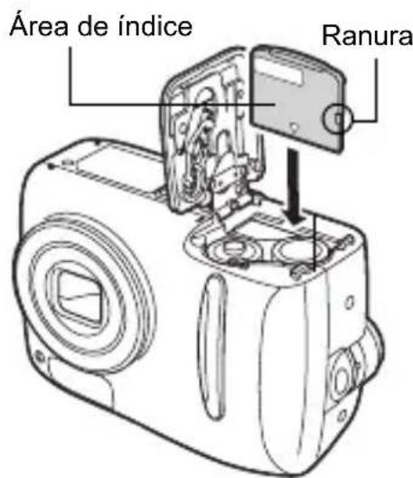 OLYMPUS Camedia D535 Zoom - Mantenga la tarjeta del lado correcto e insértela en la ranura de la tarjeta, tal como se indica en la ilustración. - 1