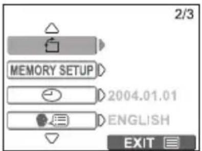 2/3 MEMORY SETUP 2004.01.01 ENGLISH EXIT