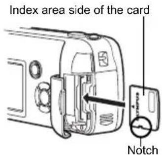 OLYMPUS Camedia D575 Zoom - Face the card the correct way and insert it into the card slot as shown in the illustration. - 1