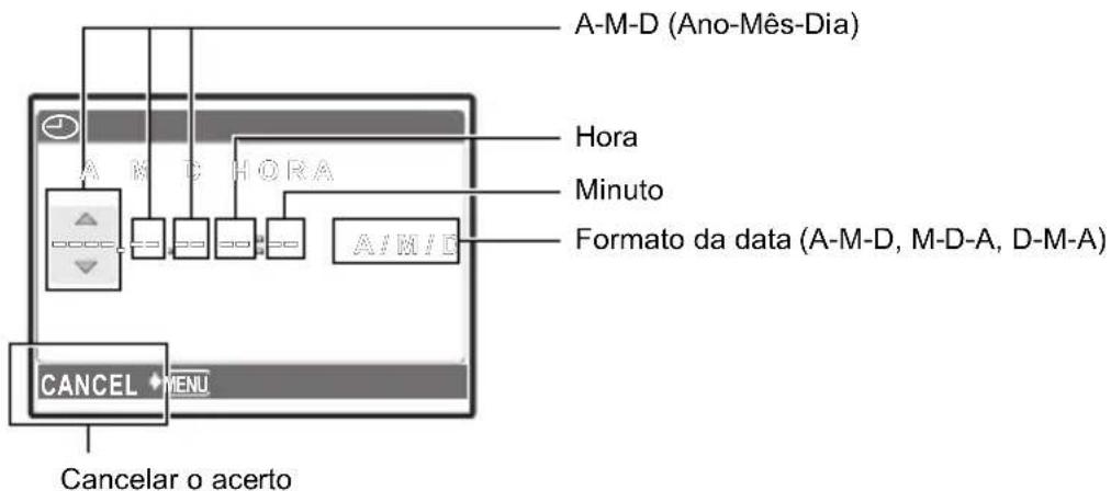 OLYMPUS FE220 - Acerca do ecrã de acerto da data e da hora - 1