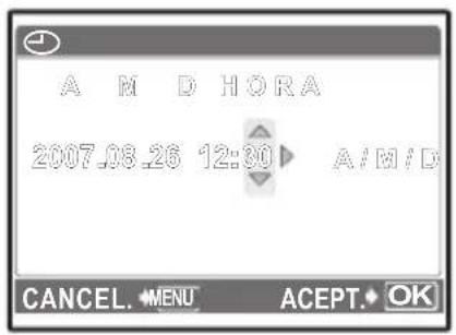 OLYMPUS FE220 - Acerca de la pantalla de ajuste de la fecha y hora - 6