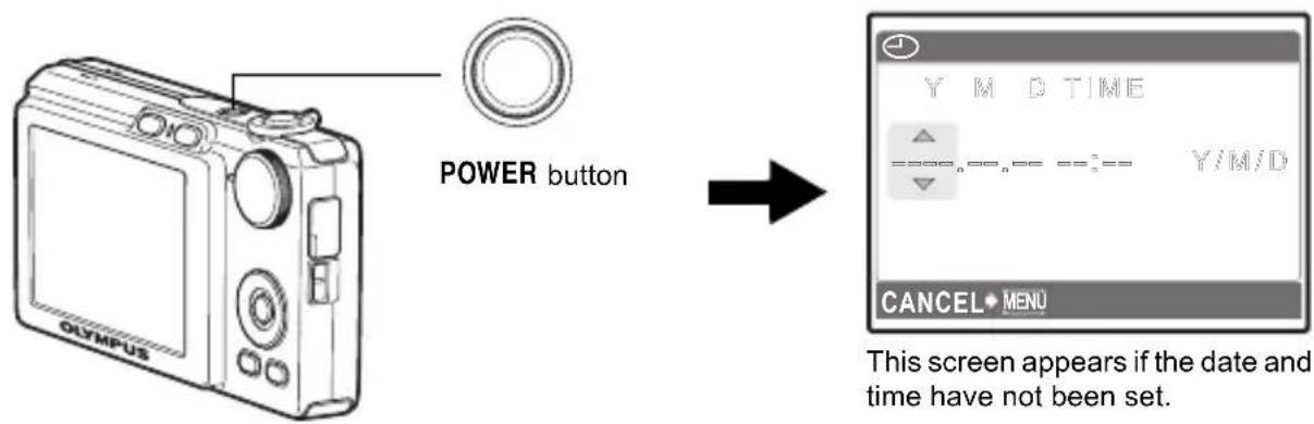 OLYMPUS FE220 - b. Press the POWER button - 1