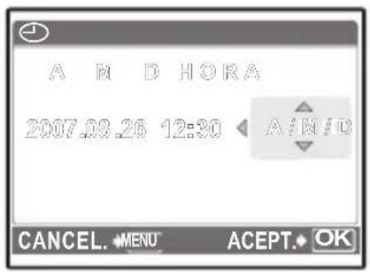 OLYMPUS FE220 - Acerca de la pantalla de ajuste de la fecha y hora - 7