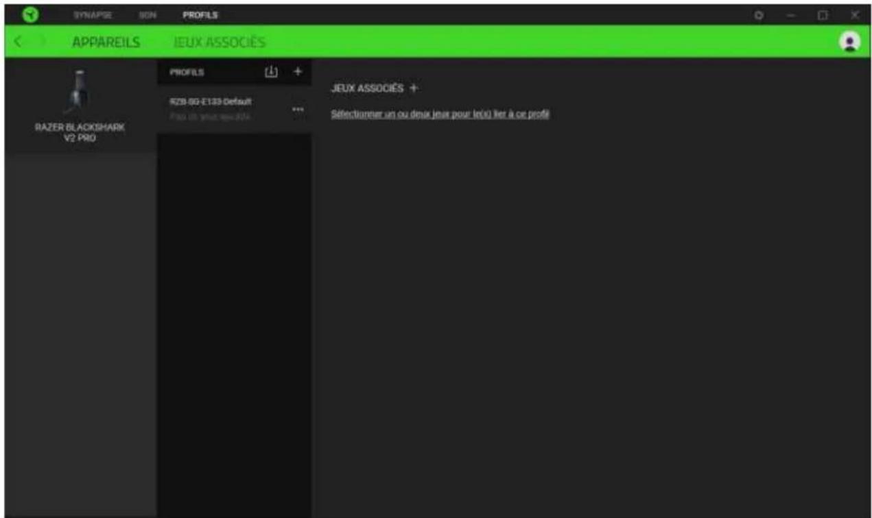 SYNAPIE SON PROFILS APPAREILS JEUX ASSOCIÉS PROFILS + RZB-5G-E133 Default Pass du vous sevrés JEUX ASSOCIÉS + Sélectionner un ou deux jeux pour le(s) hier à ce profilé RAZER BLACKSHARK V2 PRO