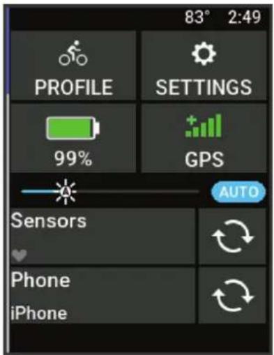 83° 2:49 PROFILE SETTINGS 99% GPS Sensors AUTO Phone iPhone
