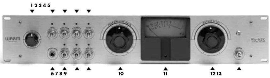 Warm Audio WAMPX - TECHNICAL SPECS - FRONT PANEL [SINGLE-CHANNEL] - 1