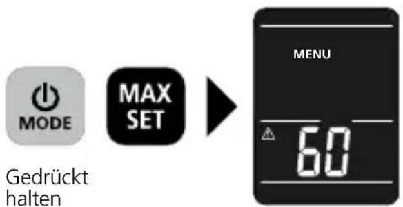 MODE MAX SET Gedrückt halten MENU 60