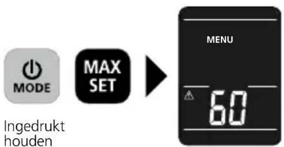 MODE MAX SET Ingedrukt houden MENU 60