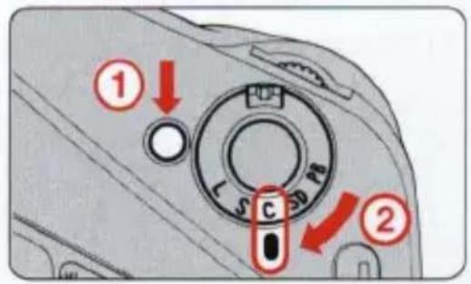 NIKON E2N - Zum Einstellen auf Aufnahmesimulation drehen Sie das Einstellrad und drücken dabei gleichzeitig auf Mode und den Meßwertknopf. - 1