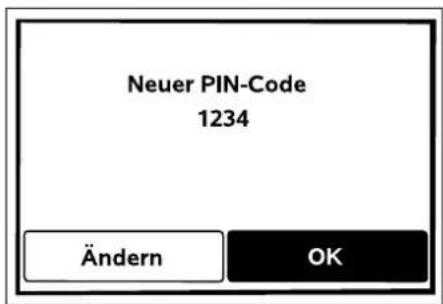 Neuer PIN-Code 1234 Ändern OK