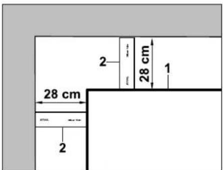 28 cm 28 cm 1 2 2