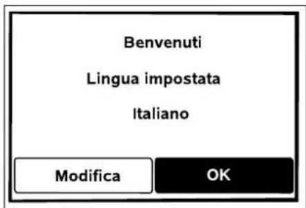Benvenuti Lingua impostata Italiano Modifica OK