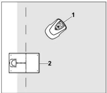 Diagram showing two labeled components: a device with internal components and a separate device with a labeled component.