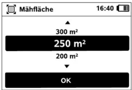 Mähfläche 16:40 300 m² 250 m² 200 m² OK