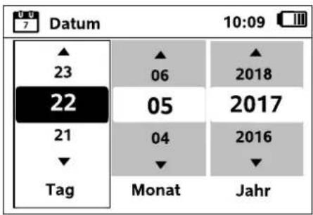7 Datum 10:09 ▲ 23 22 21 Tag Monat Jahr 06 2018 05 2017 04 2016 Monat Jahr