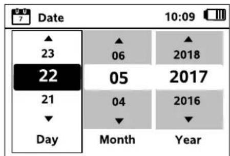 Date 10:09 ▲ 23 22 21 Day ▲ 06 05 04 Month Year ▲ 2018 2017 2016 Year